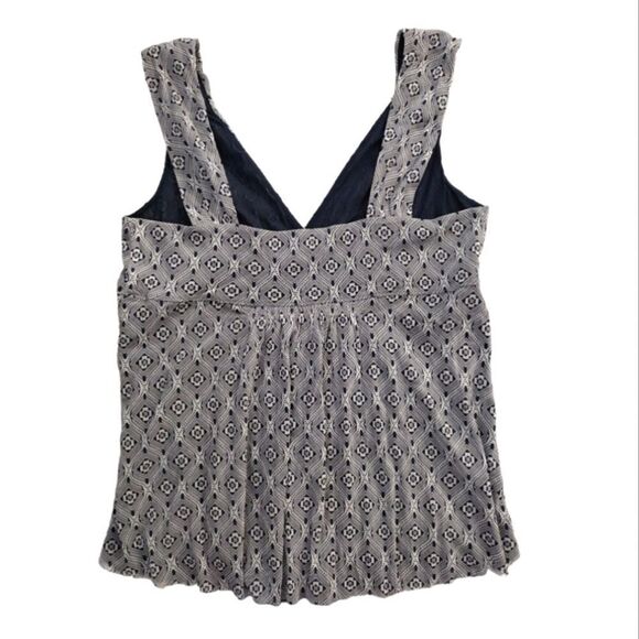 Y2K Michael Kors Blue Grey Geometric Layered VNeck Tunic Tank Top Large - Picture 15 of 17